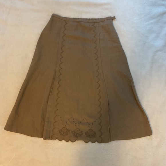 J. Jill 3 piece linen, xs ruffle blazer, embroidered scallops skirt 4, crop pant - Picture 6 of 12